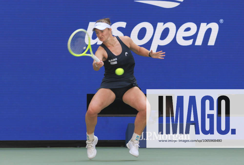 Barbora Krejcikova hits a forehand return during a match against Jessica Pegula on Day 10 of the 2025 US Open at USTA Billie Jean King National Tennis Center on Tuesday September 2, 2025 in the Flushing neighborhood of the Queens borough of New York City. JAVIER ROJAS PI Flushing Meadows USA - ZUMAp124 20250902_zaa_p124_011