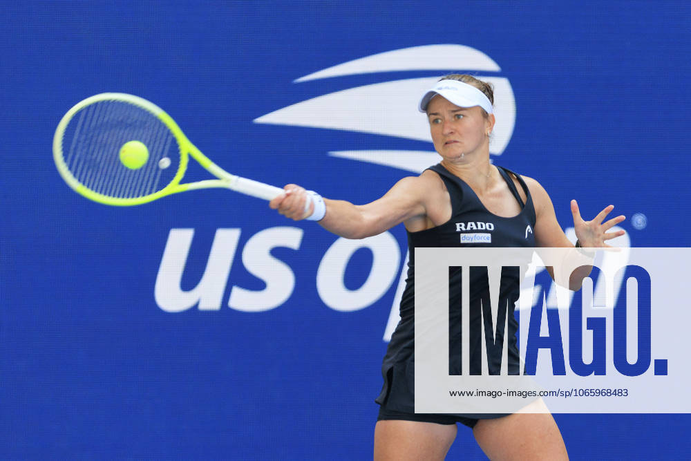 Barbora Krejcikova hits a forehand return during a match against Jessica Pegula on Day 10 of the 2025 US Open at USTA Billie Jean King National Tennis Center on Tuesday September 2, 2025 in the Flushing neighborhood of the Queens borough of New York City. JAVIER ROJAS PI Flushing Meadows USA - ZUMAp124 20250902_zaa_p124_012