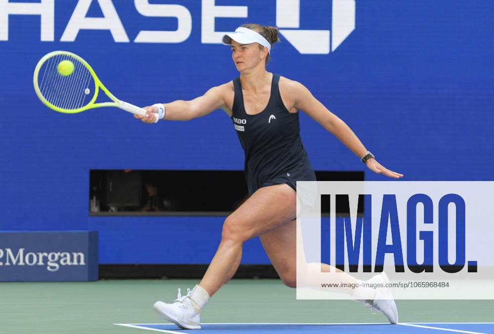 Barbora Krejcikova hits a forehand return during a match against Jessica Pegula on Day 10 of the 2025 US Open at USTA Billie Jean King National Tennis Center on Tuesday September 2, 2025 in the Flushing neighborhood of the Queens borough of New York City. JAVIER ROJAS PI Flushing Meadows USA - ZUMAp124 20250902_zaa_p124_013