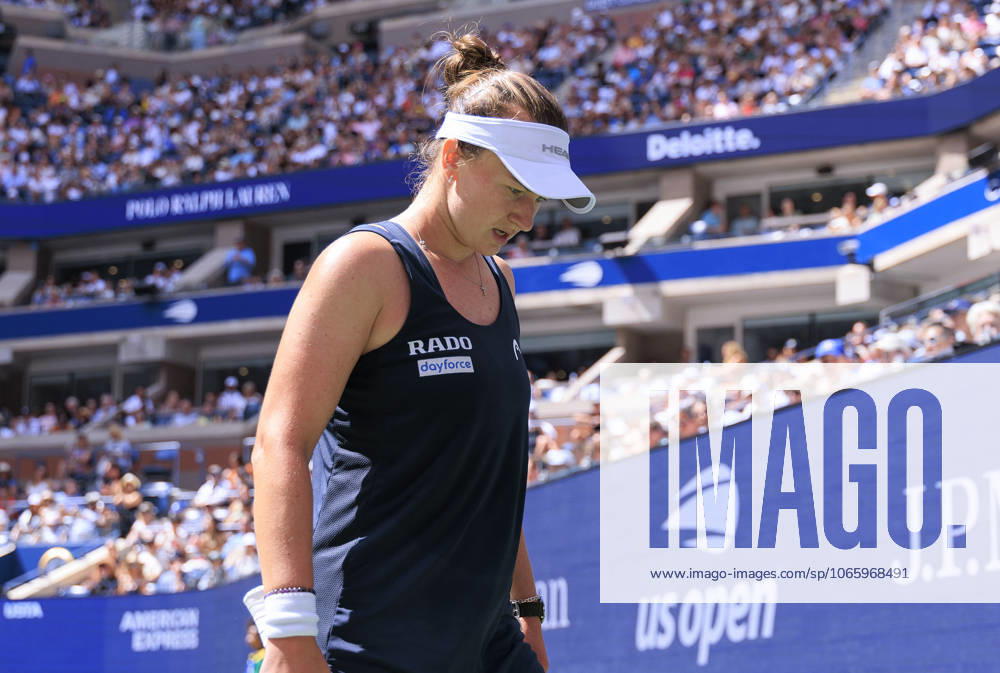 Barbora Krejcikova after losing a game during a match against Jessica Pegula on Day 10 of the 2025 US Open at USTA Billie Jean King National Tennis Center on Tuesday September 2, 2025 in the Flushing neighborhood of the Queens borough of New York City. JAVIER ROJAS PI Flushing Meadows USA - ZUMAp124 20250902_zaa_p124_022