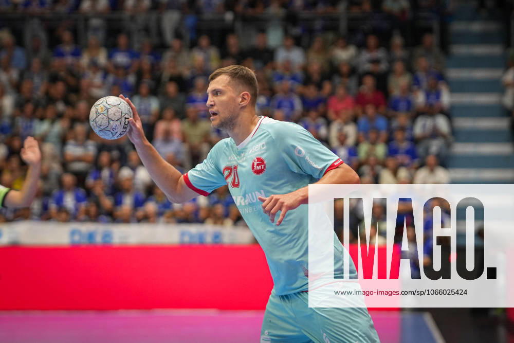 Daikin Handball Bundesliga, VfL Gummersbach MT Melsungen, 03 09 2025 Uladzislau Kulesh MT Melsungen, 20 , Daikin Handball Bundesliga, VfL Gummersbach MT Melsungen, 03 09 2025, Schwalbe Arena, Gummersbach, Germany