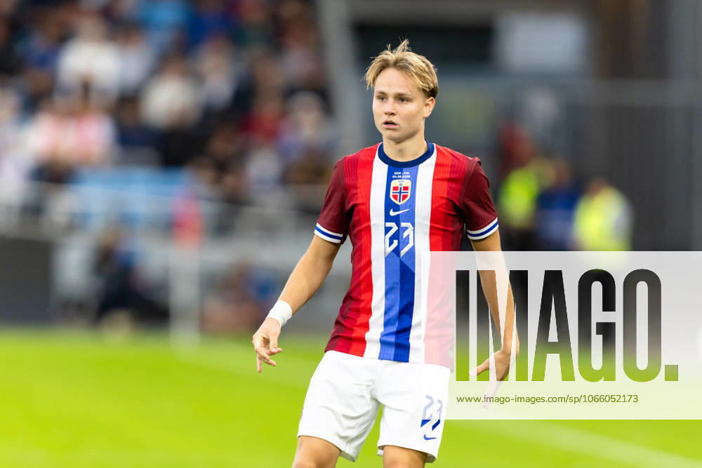 Norway v Finland, football friendly, Oslo, Norway Oslo, Norway. 04th, September 2025. Andreas Schjelderup (23) of Norway seen during the football friendly between Norway and Finland at Ullevaal Stadion in Oslo. Norway, Oslo