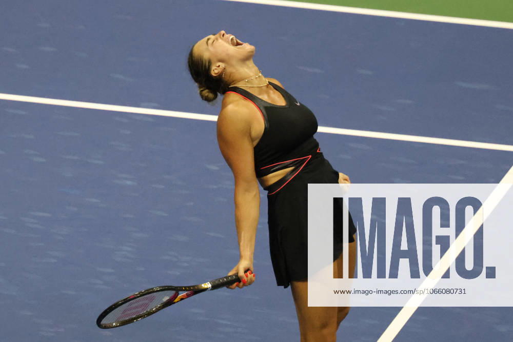 ARYNA SABALENKA of Belarus after the match against J. Pegula of the USA in the semifinals of the US Open 2025 at the USTA Billie Jean King National Tennis Center in Queens, New York City. Sabalenka won 4:6, 6:3, 6:4 New York City USA - ZUMAc278 20250904_zsp_c278_022