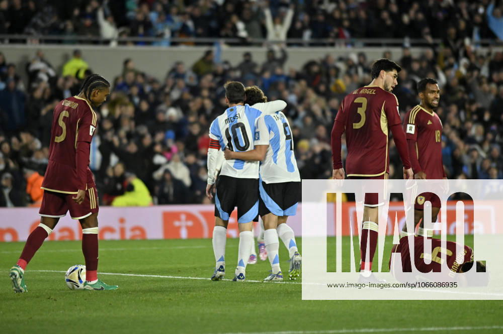 Argentina v Venezuela - FIFA World Cup, WM, Weltmeisterschaft, Fussball 2026 Qualifier Lionel Messi and Julian Alvarez of Argentina celebrate a goal during a South American 2026 qualifier match at the Mas Monumental Stadium in Buenos Aires, Argentina, on September 4, 2025. Ciudad Autonoma de Buenos Aires Argentina