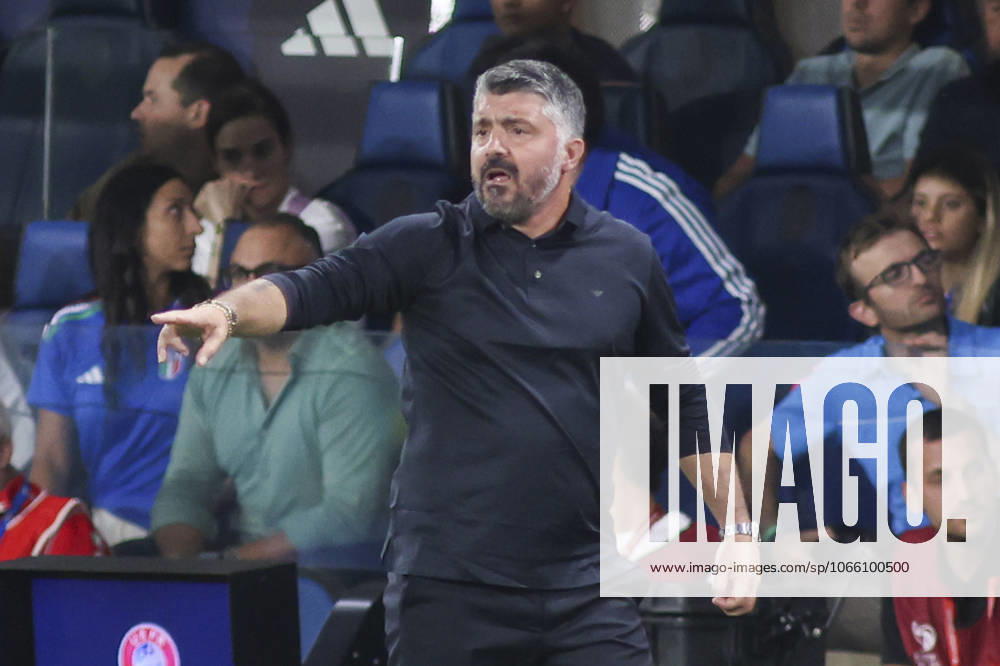 Gennaro Gattuso Head Coach of Italy gestures during Italy vs Estonia, European Qualifier, 3nd group match, game at New Balance stadium in Bergamo (BG), Italy, on September 05, 2025.