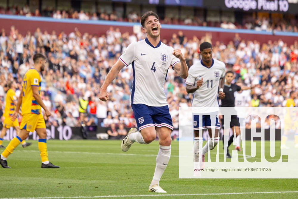 Football - FIFA World Cup, WM, Weltmeisterschaft, Fussball 2026 Qualifying - Group K - England v Andorra BIRMINGHAM, ENGLAND - Friday, September 5, 2025: England s Declan Rice celebrates after scoring the second goal during the FIFA World Cup 2026 Qualifying Group K match between England and Andorra at Villa Park. (Photo by David Rawcliffe Propaganda) BIRMINGHAM Villa Park WEST MIDLANDS ENGLAND