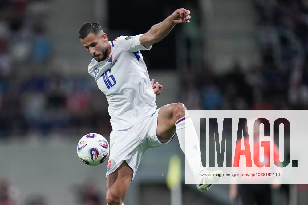 Soccer World Cup Qualification 2025 2026 04 09 2025, Soccer international match, international match, World Cup Qualification, 2025 2026, Group A, Matchday 2, Luxembourg, Stade de Luxembourg, Kockelscheuer, Luxembourg LUX Slovakia SVK vl David Hancko Slovakia, 16 free view, single view