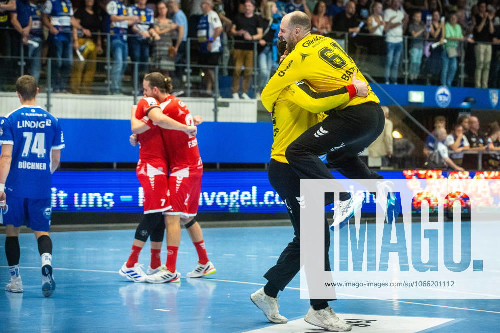 , 1 Handball Bundesliga THSV Eisenach vs MT Melsungen In the picture Kristof Palasics and Laszlo Bartucz Melsungen cheering