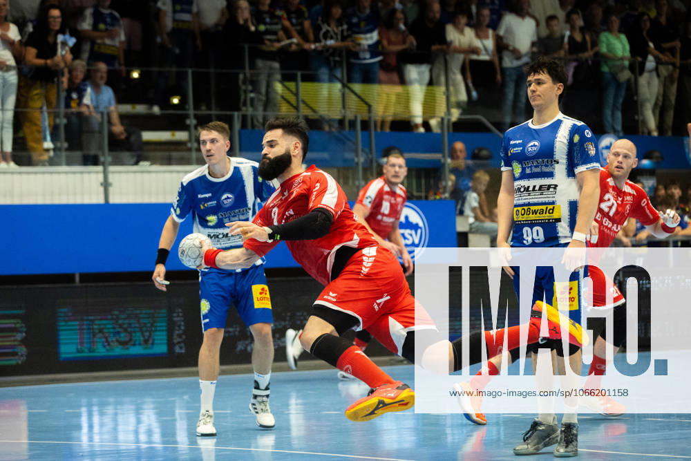 , 1 Handball Bundesliga THSV Eisenach vs MT Melsungen In the picture Ruben Marchan Melsungen vs Tillmann Leu Eisenach