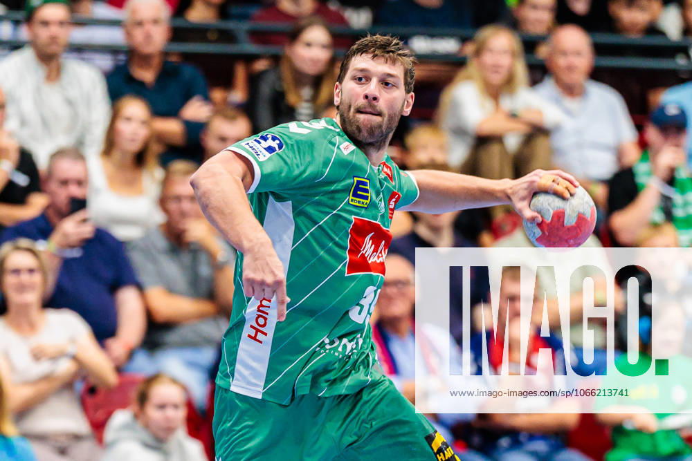 Malte Donker GWD Minden, 39 GER, GWD Minden vs SG Flensburg Handewitt, Handball, 1 Bundesliga, Matchday 3, Season 2025 2026, 08 09 2025 GER, GWD Minden vs SG Flensburg Handewitt, Handball, 1 Bundesliga, Matchday 3, Season 2025 2026, 08 09 2025 Luebbecke