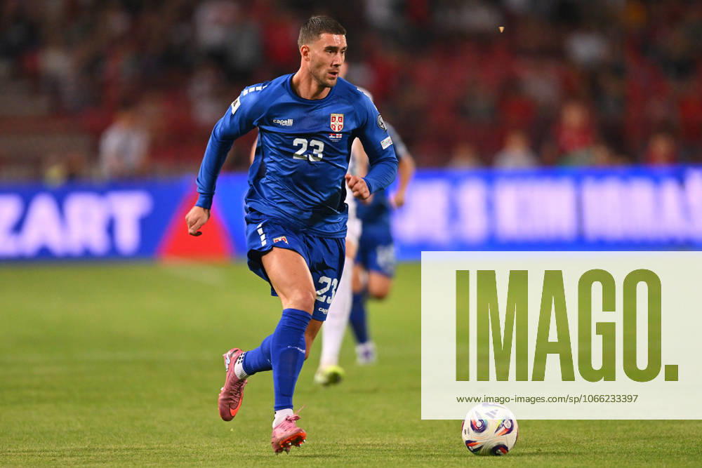 SERBIA vs ENGLAND DUSAN VLAHOVIC football Serbia vs England FIFA World Cup, WM, Weltmeisterschaft, Fussball qualification match at Rajko Mitic stadium, Belgrade 09.09.2025 Foto: FOOTBALL, SERBIA, ENGLAND, FIFA WORLD CUP QUALIFICATIONS MATCH Beograd Rajko Mitic stadium Serbia
