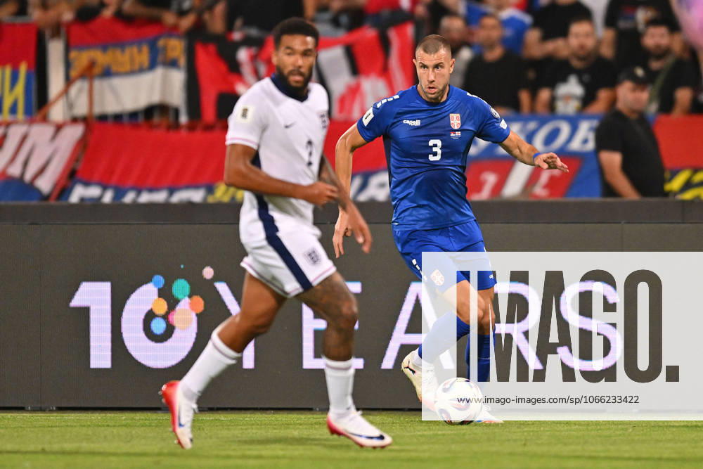 SERBIA vs ENGLAND STRAHINJA PAVLOVIC football Serbia vs England FIFA World Cup, WM, Weltmeisterschaft, Fussball qualification match at Rajko Mitic stadium, Belgrade 09.09.2025 Foto: FOOTBALL, SERBIA, ENGLAND, FIFA WORLD CUP QUALIFICATIONS MATCH Beograd Rajko Mitic stadium Serbia