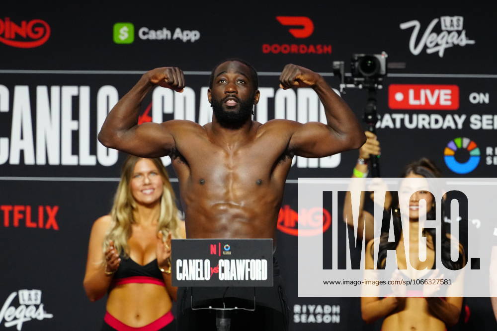 Las Vegas, Nv, Las Vegas, Nv, United States: Terrance Crawford steps on the scale at T-Mobile Arena for Canelo vs Crawford on September 12, 2025 in Las Vegas, NV, United States. ( PxImages) Las Vegas, Nv United States - ZUMAp175 20250912_zsa_p175_085