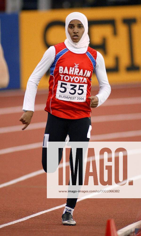 Rakia Al-Gassra (Bahrain) Leichtathletik WM Damen 10. IAAF Hallen-Weltmeisterschaft 2004, Hallenweltmeisterschaft, Halle, Indoor, Nationaltrikot Einzelbild Budapest