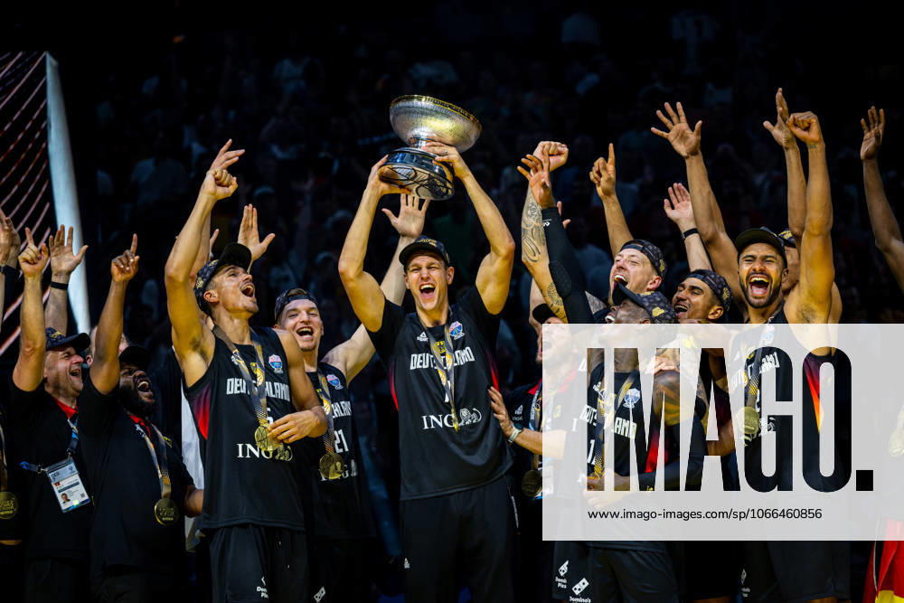Basketball Riga 14 09 2025 DBB International Mens EuroBasket 2025 Final Turkey TUR Germany GER Germany is European Champion Cheers Johannes Voigtmann Germany, No 07