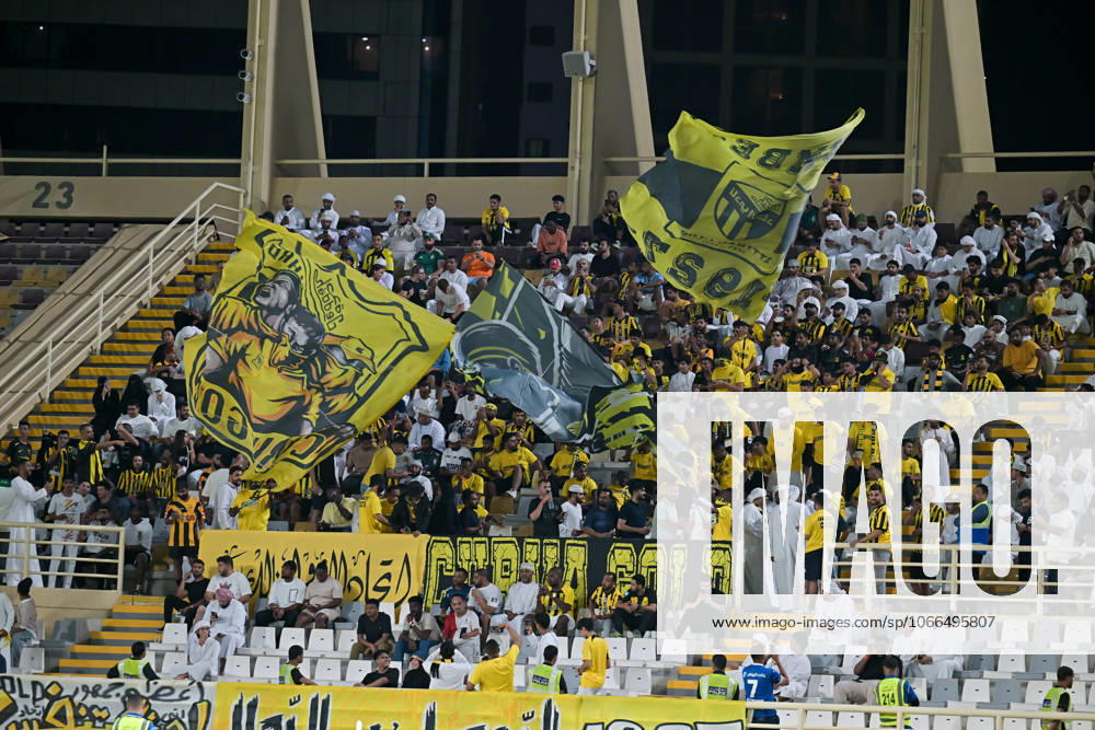 Al-Ittihad v Al-Wehda - AFC Champions League ABU DHABI, UNITED ARAB EMIRATES - SEPTEMBER 15: Fans cheer on their teams from the stands during the Asian Champions League (AFC) match between Al-Ittihad and Al-Wehda at the Al Nahyan Stadium in Abu Dhabi, United Arab Emirates, on September 15, 2025. Waleed Zein Anadolu Abu Dhabi United Arab Emirates. Editorial use only. Please get in touch for any other usage.