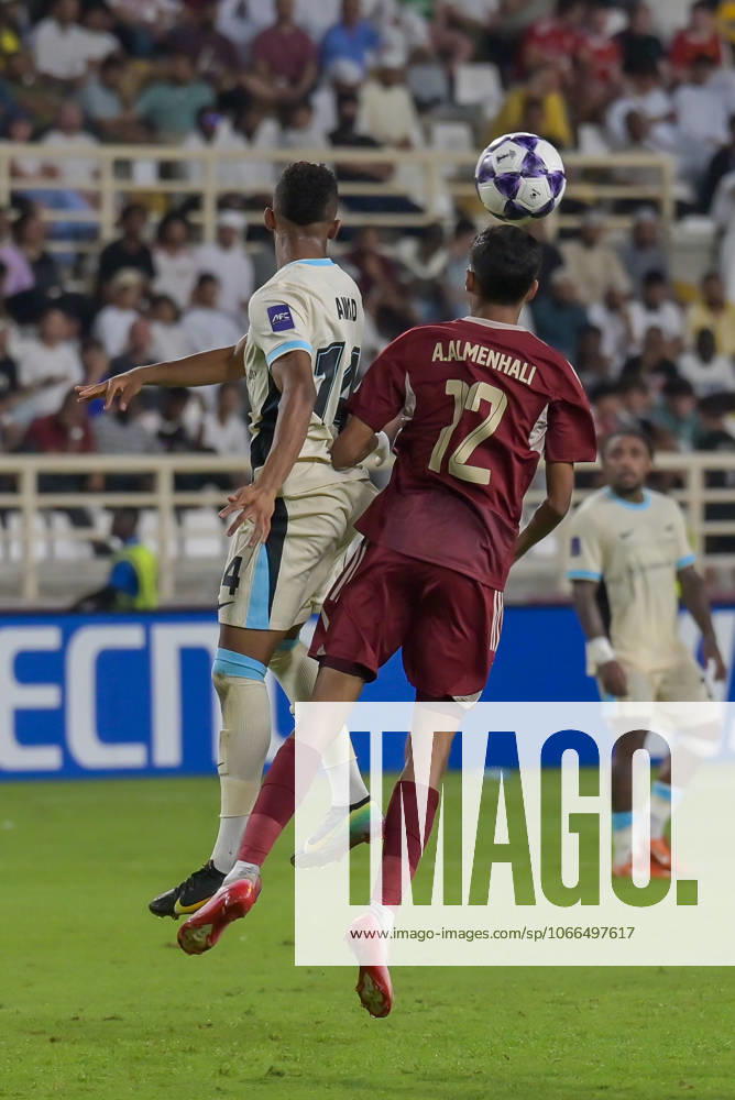 Al-Ittihad v Al-Wehda - AFC Champions League ABU DHABI, UNITED ARAB EMIRATES - SEPTEMBER 15: Al Wehda player Abdulla Hamad Al-Menhali (R) in action against an opponent during the AFC Champions League match between Al-Ittihad and Al-Wehda at Al Nahyan Stadium in Abu Dhabi, United Arab Emirates, on September 15, 2025. Waleed Zein Anadolu Abu Dhabi United Arab Emirates. Editorial use only. Please get in touch for any other usage.