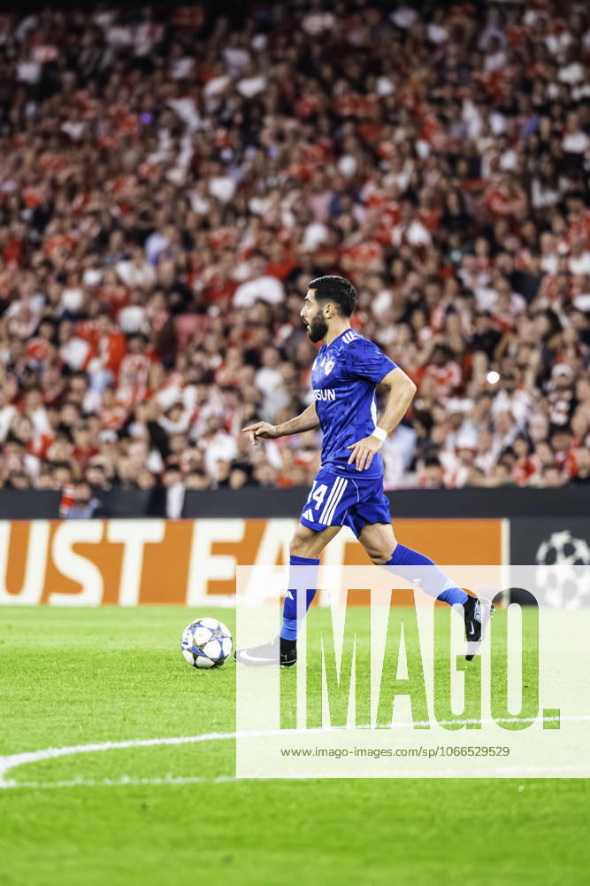Elvin Cafarquliyev of Qarabag FK in control of the ball in , during the UEFA Champions League Group Stage - Round 1, between SL Benfica vs Qarabag Fk at Luz Stadium, Lisbon, on September 16, 2025 Lisbon Portugal - ZUMAr200 20250916_zsp_r200_018