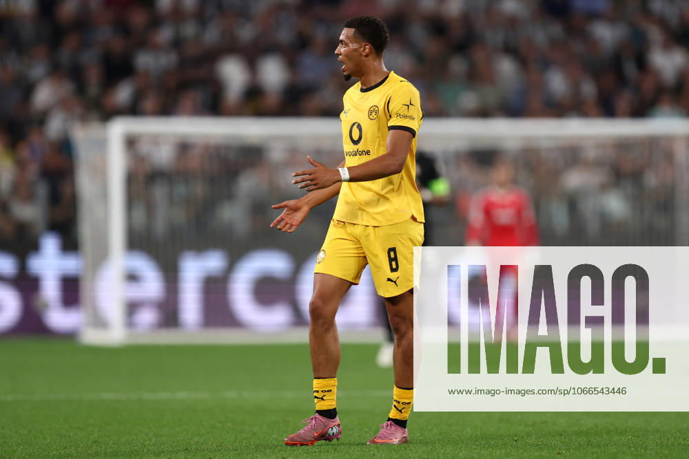 Felix Nmecha (Borussia Dortmund) looks on, UEFA Champions League 2025 26 League Phase MD1, Juventus v Borussia Dortmund - UEFA Champions League 2025 26 League Phase MD1, Allianz Stadium, September 16, 2025, Turin, Italy.