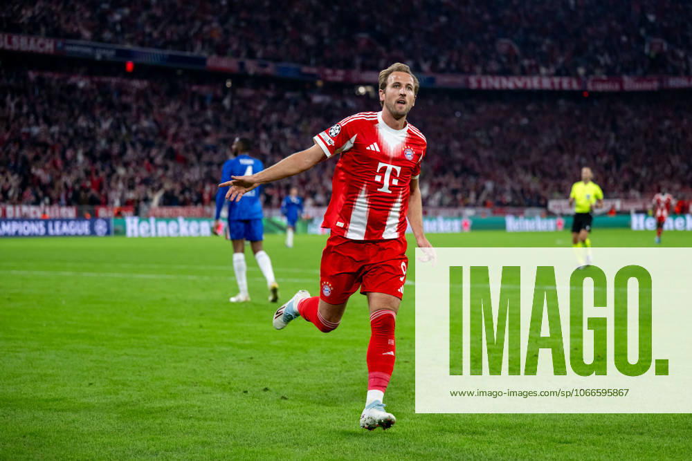 Harry Kane FC Bayern Muenchen, 09 celebrates the goal for 3 1, GER, FC Bayern Muenchen vs Chelsea FC, Football, UEFA Champions League, League phase, Matchday 1, 2025 2026 season, 17 09 2025 GER, FC Bayern Muenchen vs Chelsea FC, Football, UEFA Champions League, League phase, Matchday 1, 2025 2026 season, 17 09 2025 Muenchen