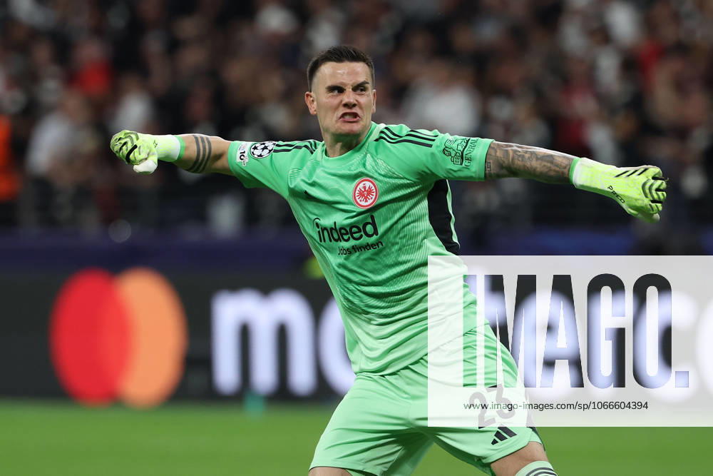 Goalkeeper Michael Zetterer Eintracht Frankfurt celebrat the goal 1 1 during the UEFA Champions League 2025 26 League Phase MD1 match between Eintracht Frankfurt and Galatasaray at Deutsche Bank Park in Frankfurt, Germany on September 18, 2025 UEFA Champions League, League Phase MD1 Eintracht Frankfurt vs Galatasaray Photo by Joaquim Ferreira