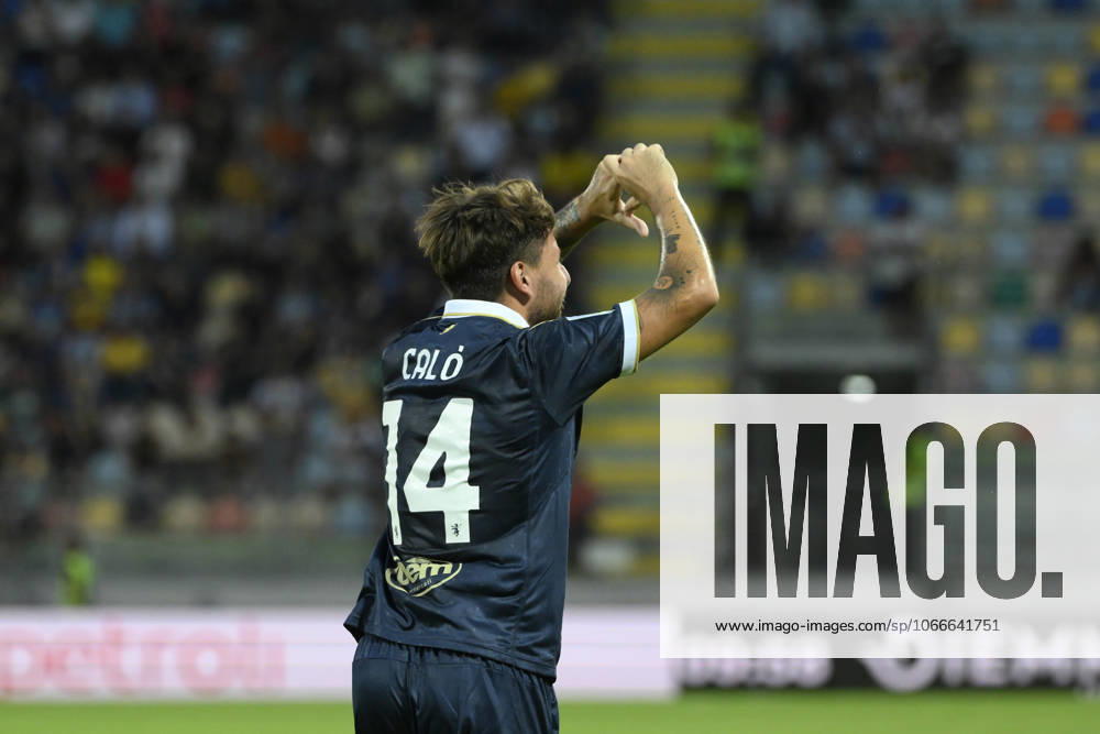 Frosinone s Giacomo Calo celebrates after scoring the goal 1-0 during the Serie BKT soccer match between Frosinone and Sudtirol at the Frosinones Benito Stirpe stadium, Italy - Friday, September 19, 2025 - Soccer ( Photo by Fabrizio Corradetti LaPresse )