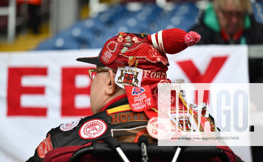 Nottingham Forest fan with patches on hat Burnley v Nottingham Forest, Premier League, Football, Turf Moor, Burnley, UK - 20 Sep 2025Burnley Turf Moor United Kingdom
