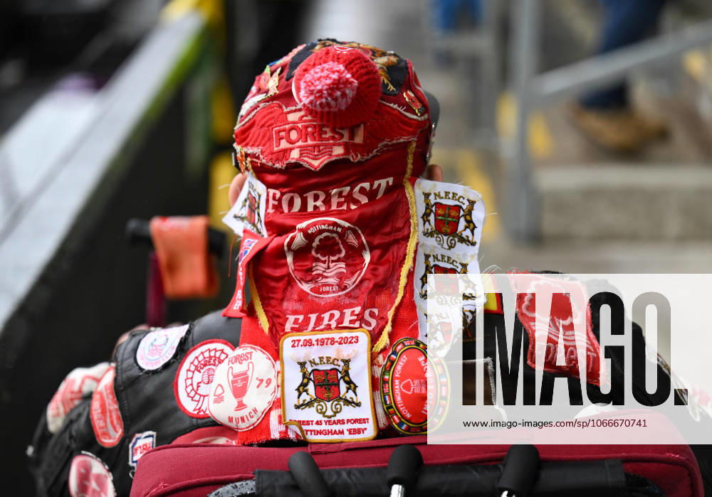 Nottingham Forest fan with patches on hat Burnley v Nottingham Forest, Premier League, Football, Turf Moor, Burnley, UK - 20 Sep 2025Burnley Turf Moor United Kingdom