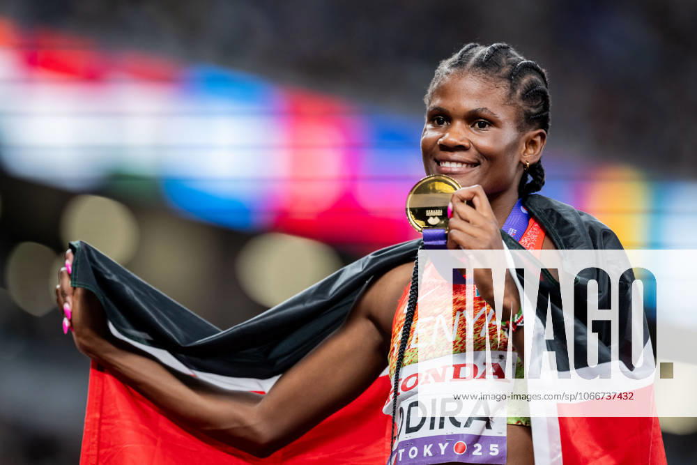 Lilian Odira of Kenya celebrates winning gold in womens 800 meters final during day 9 of the 2025 World Athletics Championships on September 21, 2025 in Tokyo Photo Vegard Grott BILDBYRAN kod VG JM0738 bbeng friidrott athletics friidrett 2025 world athletics championships world athletics championships tokyo 25 friidrotts vm friidretts vm vm jubel