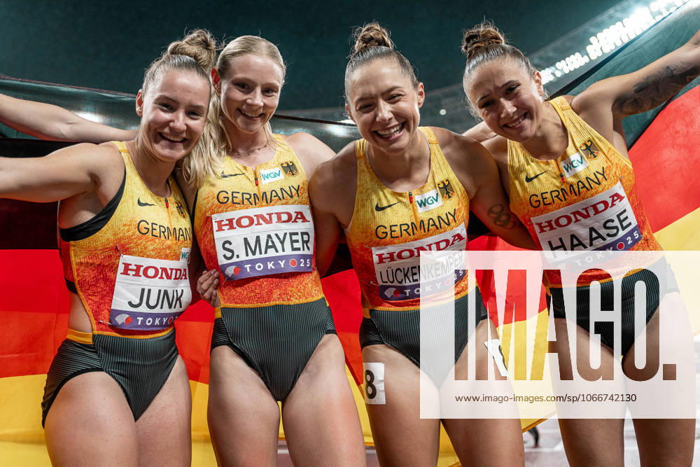 Rebekka Haase 4Ã-100 m relay women, Sprintteam Wetzlar , Sophia Junk 4Ã-100 m relay women, LG Rhein Wied , Gina Lueckenkemper 4Ã-100 m relay women, SCC Berlin , Sina Mayer 4Ã-100 m relay women, LAZ Zweibruecken , JPN, Leichtathletik, Athletics, World Athletics Championships 2025, World Championships 2025, Tokyo 2025, 21 09 2025, JPN, Leichtathletik, Athletics, World Athletics Championships 2025, World Championships 2025, Tokyo 2025, 21 09 2025 Tokyo