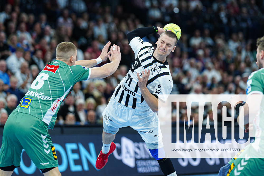Throw Goal Elias Ellefsen a Skipagotu THW Kiel, 71 GER, THW Kiel vs GWD Minden, Handball, 1 Bundesliga, Matchday 15, Season 2025 2026, 25 09 2025 GER, THW Kiel vs GWD Minden, Handball, 1 Bundesliga, Matchday 15, Season 2025 2026, 25 09 2025 Kiel