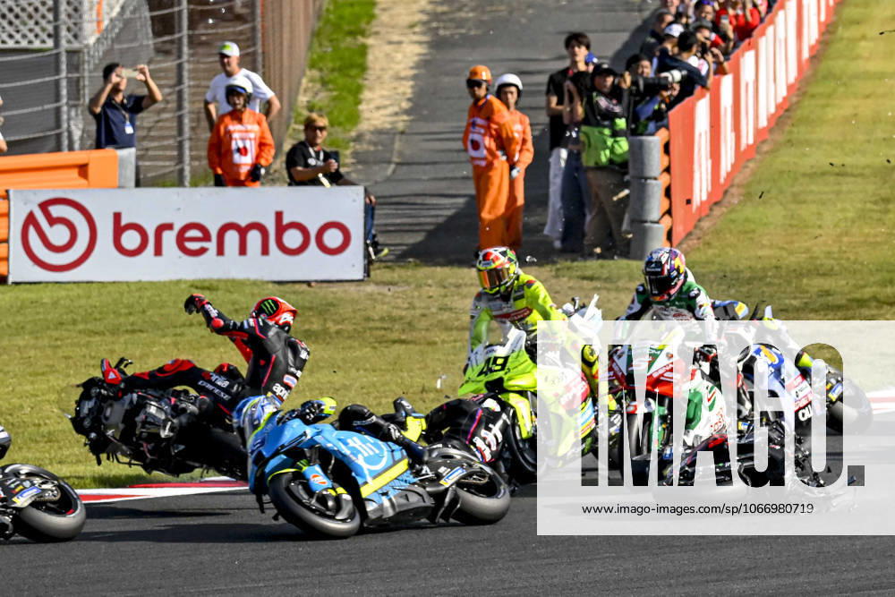 MOTO - MOTO GP - GRAND PRIX OF JAPAN 2025 12 VINALES Maverick (spa), Red Bull KTM Tech 3, KTM RC16 01 MARTIN Jorge (spa), Aprilia Racing Team Gresini, Aprilia RS-GP 2025,, action accident, crash sprint race during the 2025 MotoGP Motul Grand Prix of Japan on the Twin Ring Motegi Circuit from September 26 to 28, At Motegi, Japan - MotegiJapan
