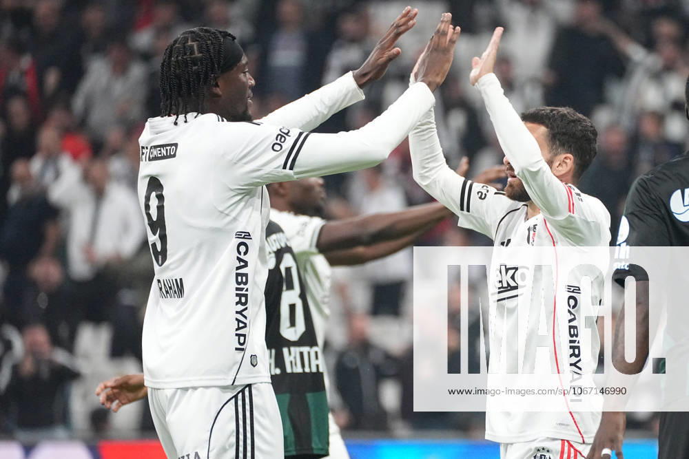 Rafa Silva (27) of Besiktas celebrates after scoring the first goal of his team with Tammy Abraham during the Trendyol Super League match between Besiktas JK and Kocaelispor at Tupras Stadium on September 29, 2025 in Istanbul, Turkey. Istanbul TUPRAS STADIUM Turkey