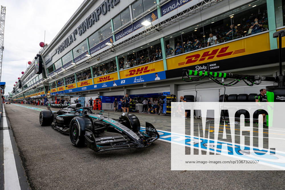 MARINA BAY, SINGAPORE: George Russell, racing for the Mercedes team during the 2025 Formula 1 Singapore Grand Prix at the Marina Bay Street Circuit in Marina Bay, Singapore