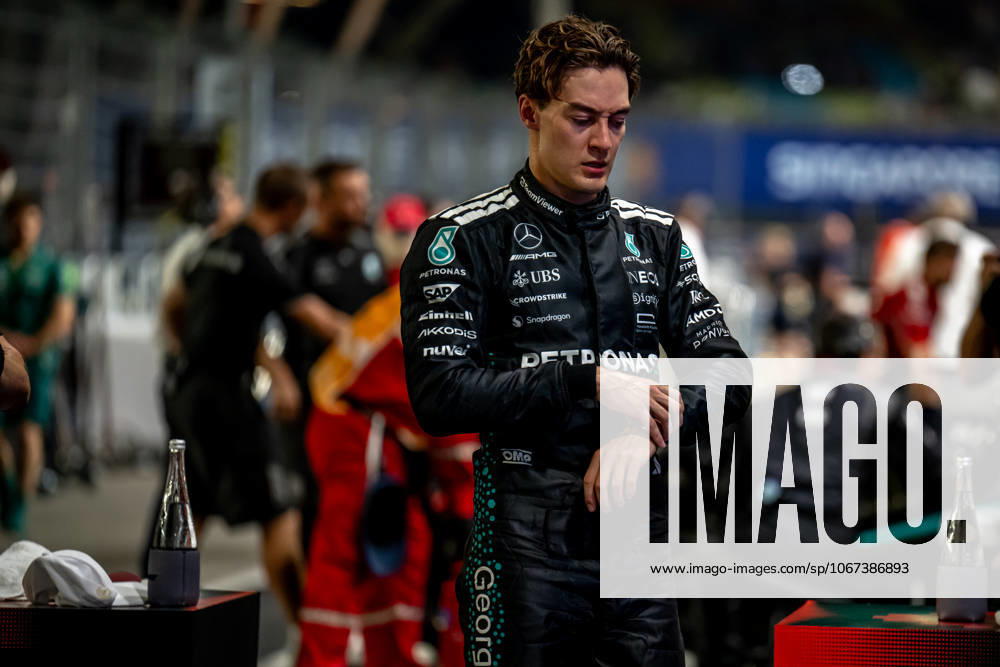 MARINA BAY, SINGAPORE: George Russell, racing for the Mercedes team during the 2025 Formula 1 Singapore Grand Prix at the Marina Bay Street Circuit in Marina Bay, Singapore