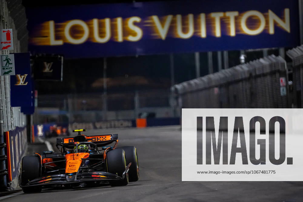 MARINA BAY, SINGAPORE: Lando Norris, racing for the McLaren F1 team during the 2025 Formula 1 Singapore Grand Prix at the Marina Bay Street Circuit in Marina Bay, Singapore
