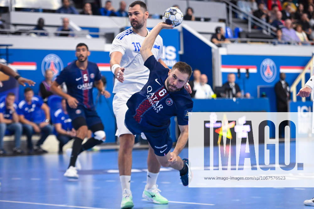 Luc STEINS ( 6 - PSG ) during the EHF Champins League match between Paris Saint Germain and HC Zagreb at Salle Pierre De Coubertin on October 09, 2025 in Paris, France. ( Photo by Federico Pestellini PSNewz ) -
