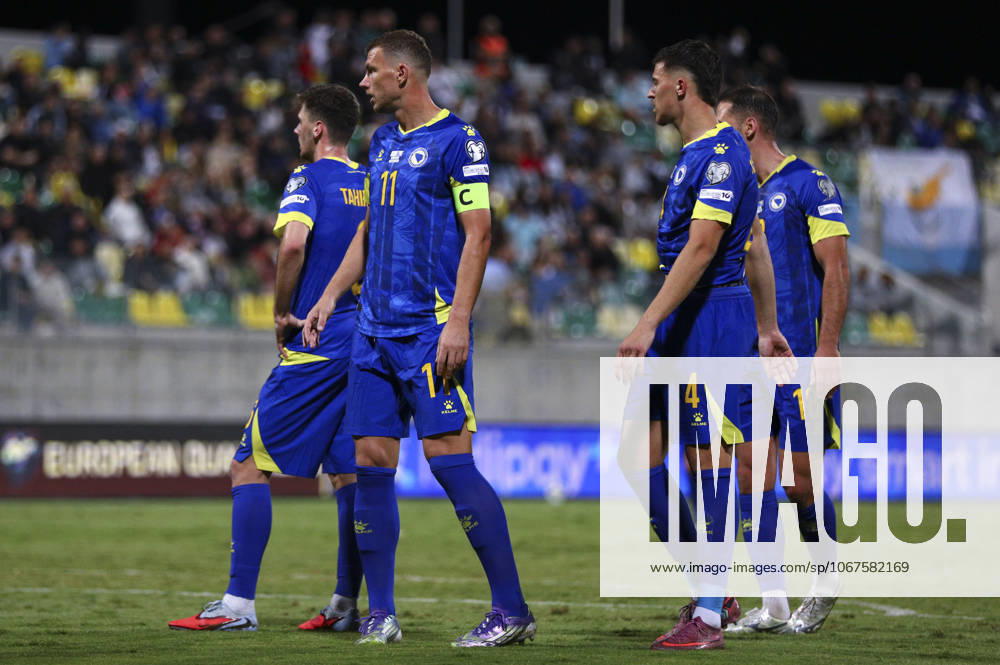 Cyprus Bosnia WCup Soccer Bosnia-Herzegovina players during a World Cup qualifying soccer match between Cyprus and Bosnia and Herzegovina at the AEK Arena in Larnaca. Cyprus, Thursday, October 9, 2025 Larnaca Cyprus