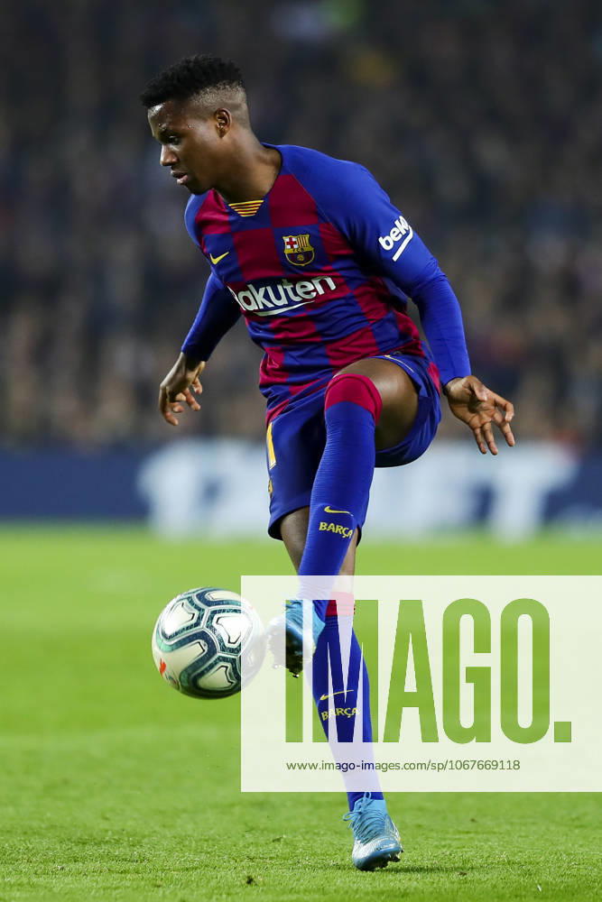 FC Barcelona, Barca v Real Madrid: La Liga BARCELONA, SPAIN - DECEMBER 18: Barcelona s Bissau-Guinean forward Ansu Fati vies during Spanish El Clasico football match between FC Barcelona and Real Madrid at the Camp Nou stadium in Barcelona on December 18, 2019. Catalonia Spain. Editorial use only. Please get in touch for any other usage.
