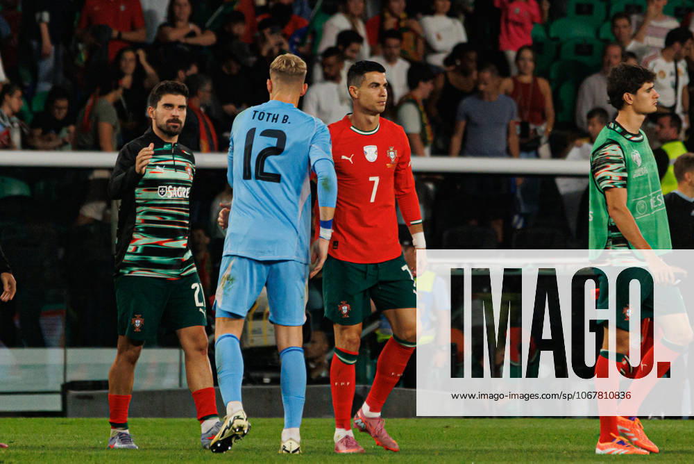 Balazs Toth and Cristiano Ronaldo seen during World Cup 2026 European qualification game between national teams of Portugal and Hungary (Luis Loureiro Ball Raw Images) Lisbon Estadio Jose Alvalade Portugal