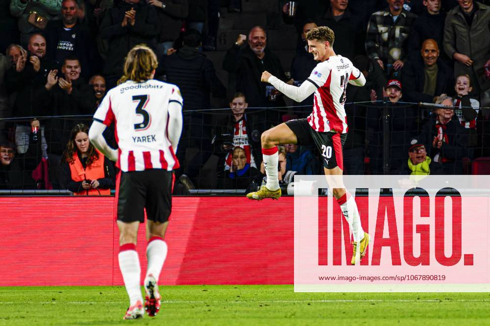 Guus Til of PSV Eindhoven celebrates after scoring his teams first goal PSV Eindhoven v Go Ahead Eagles, Eredivisie, PSV v Go Ahead Eagles, Philips Stadion, October 18, 2025, Eindhoven, Netherlands.