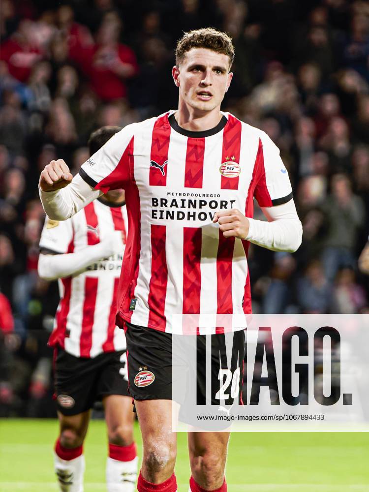 Guus Til of PSV Eindhoven celebrates after scoring his teams second goal PSV Eindhoven v Go Ahead Eagles, Eredivisie, PSV v Go Ahead Eagles, Philips Stadion, October 18, 2025, Eindhoven, Netherlands.