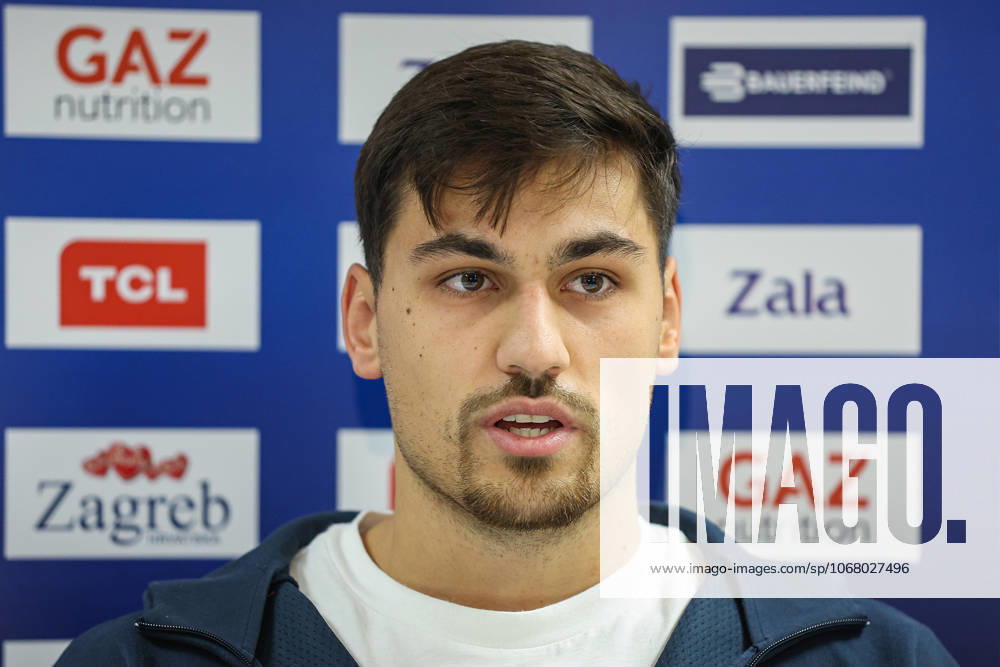 Press conference, PK, Pressekonferenz of HC Zagreb Player of HC Zagreb Davor Gavric speaks on a press conference ahead of the round 6 of the Machinseeker EHF Champions League on October 20, 2025 in Zagreb, Croatia. HC Zagreb will play against the Hungarian OTP Pick Szeged at the Arena Zagreb on October 22. GoranxStanzl PIXSELL