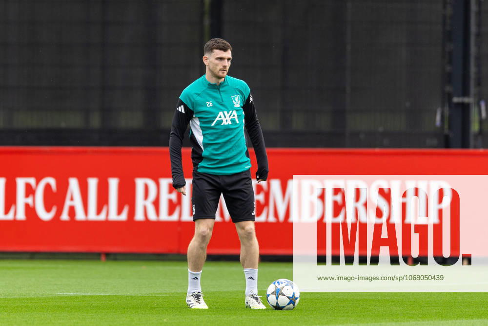 Football - UEFA Champions League - Eintracht Frankfurt v Liverpool FC LIVERPOOL, ENGLAND - Tuesday, October 21, 2025: Liverpool s Andy Robertson during a training session at the AXA Training Centre ahead of the UEFA Champions League match between Eintracht Frankfurt and Liverpool FC. (Photo by Jessica Hornby Propaganda)
