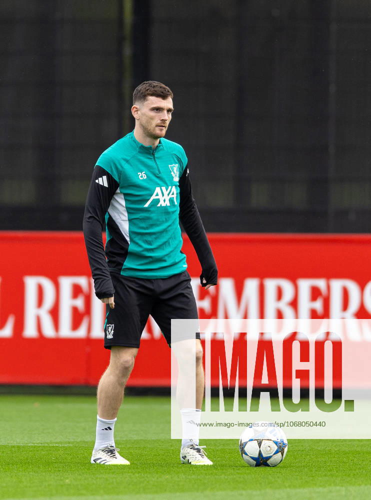Football - UEFA Champions League - Eintracht Frankfurt v Liverpool FC LIVERPOOL, ENGLAND - Tuesday, October 21, 2025: Liverpool s Andy Robertson during a training session at the AXA Training Centre ahead of the UEFA Champions League match between Eintracht Frankfurt and Liverpool FC. (Photo by Jessica Hornby Propaganda)