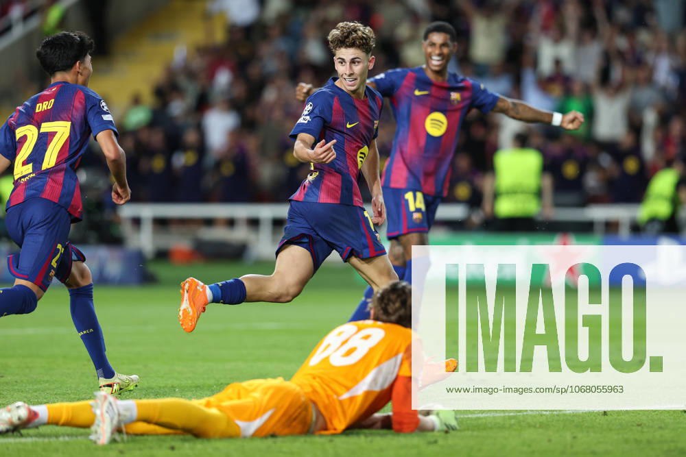 Fermin Lopez of FC Barcelona, Barca celebrates a goal during the UEFA Champions League 2025 26 League Phase MD3 match between FC Barcelona and Olympiacos FC at Estadi Olimpic Lluis Companys on October 21, 2025 in Barcelona, Spain. Barcelona SPAIN - ZUMAa181 20251021_zaa_a181_129