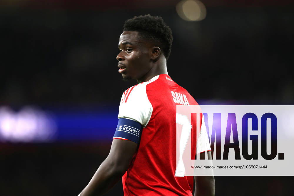 Bukayo Saka (A) at the Arsenal v Atletico Madrid UEFA Champions League match, at the Emirates Stadium, London, UK on 21st October, 2025.