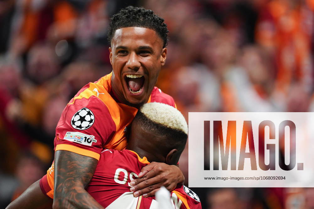 Galatasaray v Bodo Glimt - UEFA Champions League ISTANBUL, TURKIYE – OCTOBER 22: Victor Osimhen of Galatasaray celebrates with his team mates after scoring goal during the UEFA Champions League third-week match between Galatasaray and Bodo Glimt at RAMS Park in Istanbul, Turkiye on October 22, 2025. Bunyamin Celik Anadolu Istanbul Turkey. Editorial use only. Please get in touch for any other usage.