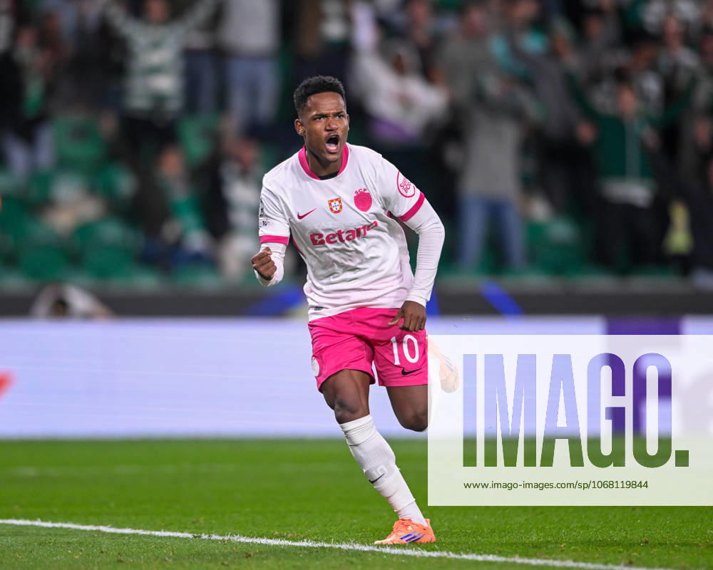 Sporting Clube de Portugal v Olympique de Marseille - UEFA Champions League 2025 26 League Phase MD3 GENY CATAMO from Sporting CP celebrates his goal during the UEFA Champions League 2025 26 match between Sporting CP and Olympique de Marseille in Porto, Portugal, on October 22, 2025, at Estadio Jose Alvalade Lisbon Lisboa Portugal