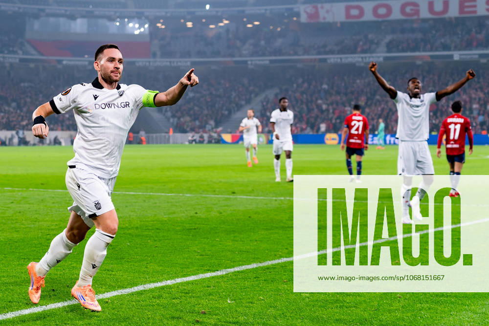 2025-10-23 LOSC Lille v PAOK FC - UEFA Europa League 2025 26 League Phase MD3 LILLE, FRANCE - OCTOBER 23: Andrija Zivkovic of PAOK FC celebrates after scoring the team s fourth goal during the UEFA Europa League 2025 26 League Phase MD3 match between LOSC Lille and PAOK FC at Stade Pierre Mauroy on October 23, 2025 in Lille, France. Lille Stade Pierre Mauroy France Content not available for redistribution in The Netherlands directly or indirectly through any third parties.